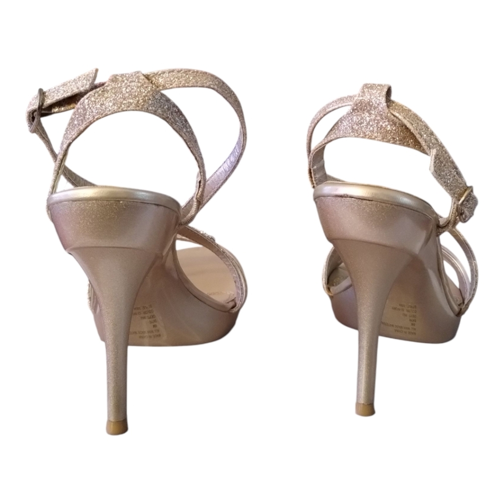 Bakers Strappy Rhinestone Nude Heel Sandals Glitter Formal Women's 6 - Picture 5 of 7